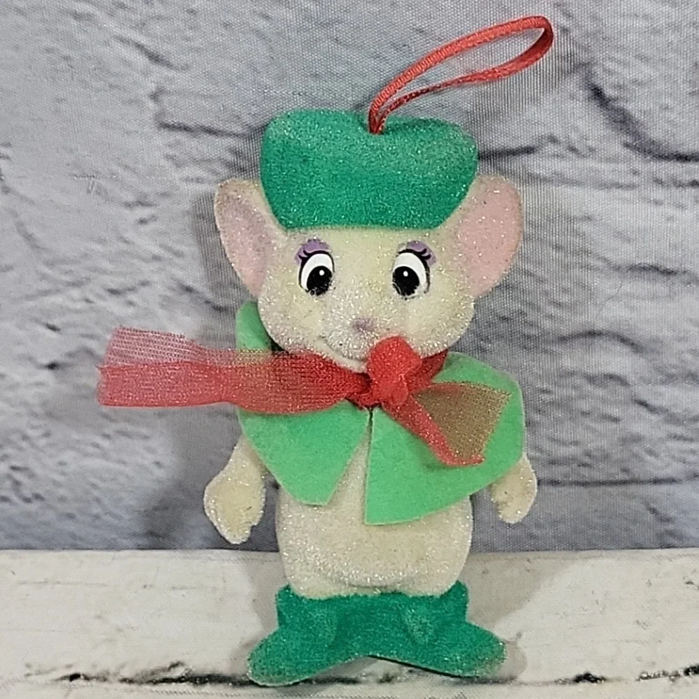 Disney Rescuers Down Under Miss‎ Bianca Green Mouse Flocked Christmas Ornament